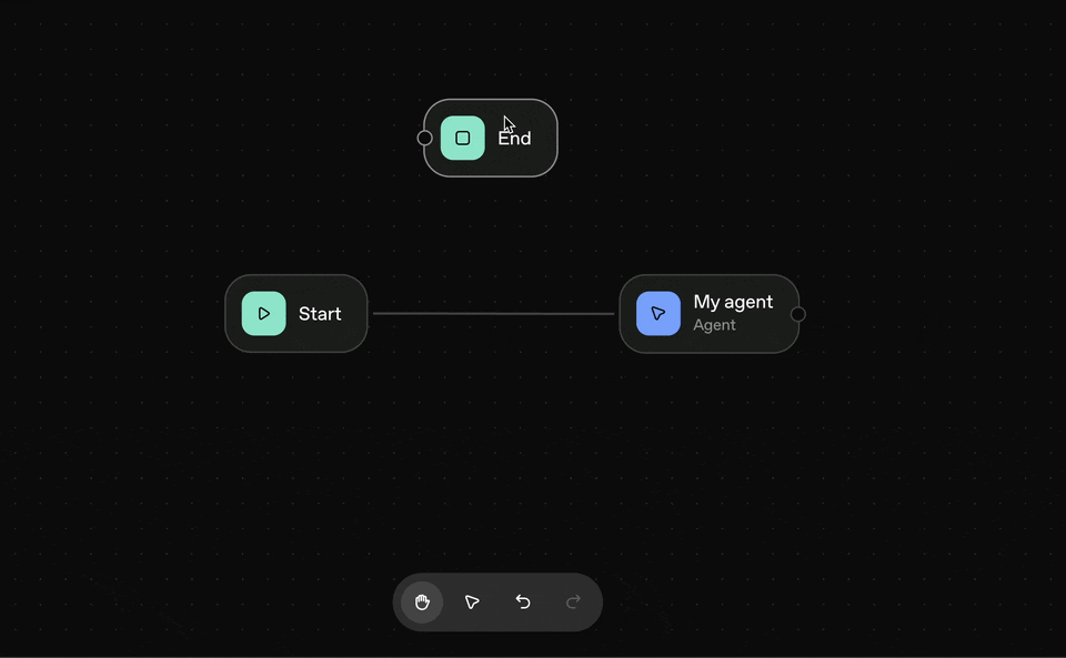 A demonstration of OpenAI's Agent Builder showing nodes automatically separating when they overlap